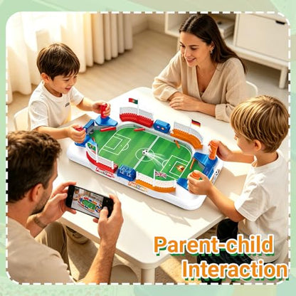 Tabletop Soccer Game for Kids, Mini Foosball Desktop Soccer Shootout Game with Dual Controls, Sound Effects & Scoreboard, Interactive 2-Player Family Game, Educational Toy for Boys Girls