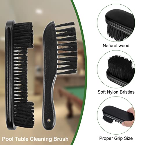 PATIKIL Pool Table Cleaning Brush Set, Billiards Table Brush Rail Brush Cue Cleaning Cloth Sticky Lint Roller & Spare Core Pool Table Clean Kit - color: Black