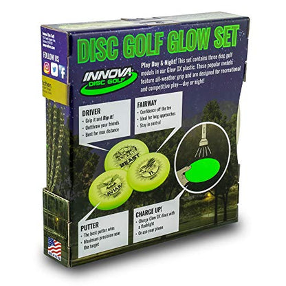 INNOVA 3-Disc Glow DX Beginner Golf Set [Weights and Colors May Vary]
