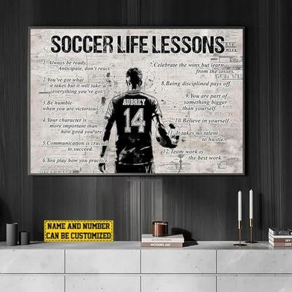 Personalized Soccer Life Lessons Canvas, Custom Soccer Poster Print, Motivational Soccer Gift For Girls, Women, Soccer Players - color: Design 02