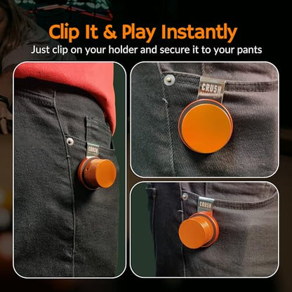 Magnetic Chalk Holder with Lid & Belt Clip – Round Billiard Pool Cue Chalk Holder with Strong Magnet, Portable Snooker Chalk Case for Players - color: Orange