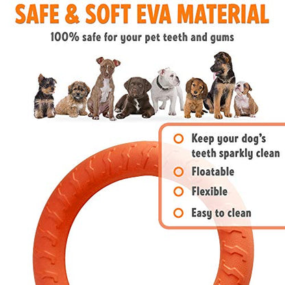 PetSpy Dog Ring Toy – Flying Ring for Outdoor Play, Floating Training & Fetch Toy for Throwing, Catching & Chewers – Durable EVA Flying Disc for Small, Medium & Large Dogs - size: Small To Medium, style: 1 Ring
