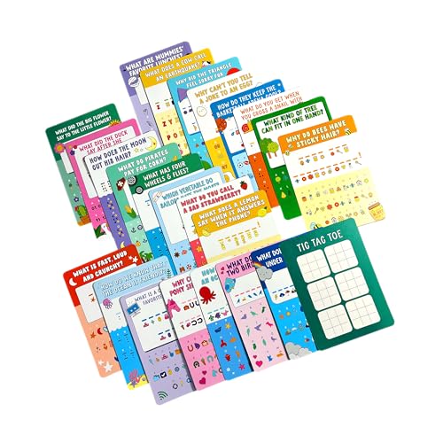 OOLY Joke Decoder Activity Cards for Kids - 24 Kids Joke Decoder Cards with Themed Puzzles, Tic Tac Toe on Every Card - Fun On-the-Go Game Set, Ages 6 and Up - style: Joke Decoder