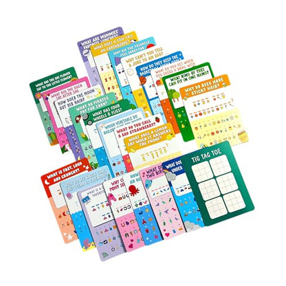 OOLY Joke Decoder Activity Cards for Kids - 24 Kids Joke Decoder Cards with Themed Puzzles, Tic Tac Toe on Every Card - Fun On-the-Go Game Set, Ages 6 and Up - style: Joke Decoder