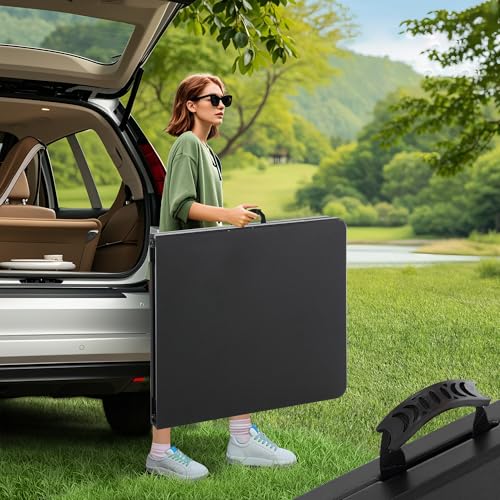 VECELO 6 ft Picini Table with Thickened Top | Removable Mesh Bag | Strong Side Support, 500lbs Weight Capacity Folding Table, Indoor & Outdoor, with Carrying Handle,Black - color: Black