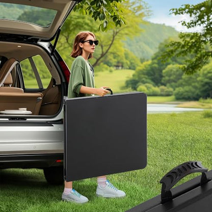 VECELO 6 ft Picini Table with Thickened Top | Removable Mesh Bag | Strong Side Support, 500lbs Weight Capacity Folding Table, Indoor & Outdoor, with Carrying Handle,Black - color: Black