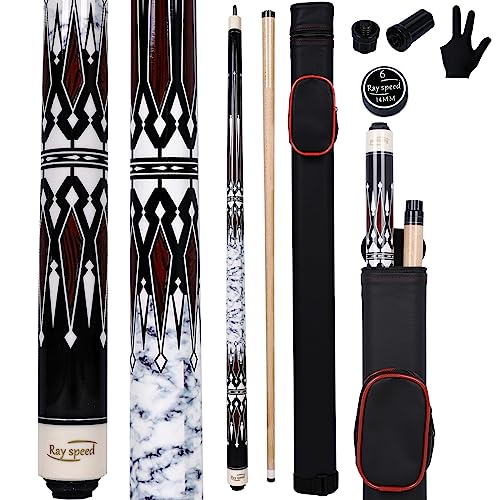 Pool Cue Stick with Hard Case Hardwood Canadian Maple Professional Billiard Pool Stick 58" 2-Pieces 19/20oz Pool Stick Set - color: CGB-300, size: 19 oz