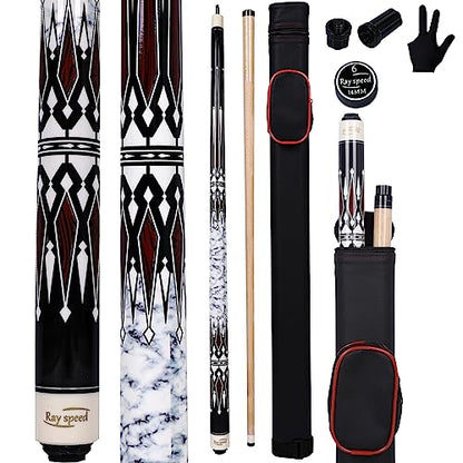 Pool Cue Stick with Hard Case Hardwood Canadian Maple Professional Billiard Pool Stick 58" 2-Pieces 19/20oz Pool Stick Set - color: CGB-300, size: 19 oz