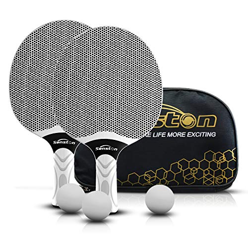 Senston Table Tennis Rackets Set, Professional Table Tennis Racket with 3 Balls, Composite Rubber Ping Pong Paddle Set - color: Gray
