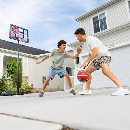 Lifetime NBA Detroit Pistons Portable Basketball Hoop, Adjustable Height 7.5-10 Ft, 44 Inch Shatterproof Fusion Backboard, Base with Wheels - color: Detroit Pistons