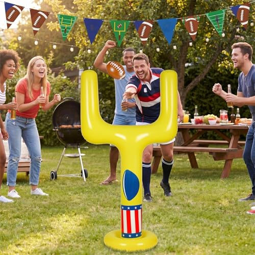 Inflatable Jumbo Football Set Inflatable Football Goal with Ball Target Post Sport Accessories Outdoor Sport for Practice and Fun(Black)(Yellow)