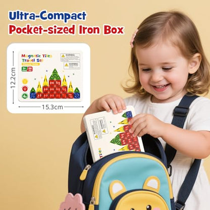 WMXDU Magnetic Tile Mini Diamond Set Travel Size Magnetic Building Toys with Iron Case, Kid's Travel Essential On-The-Go Magnet Construction Toy Set STEM Development Kit Ages 3+, 26-Piece - style: 26pcs-White