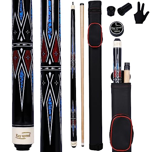 Pool Cue Stick with Hard Case Hardwood Canadian Maple Professional Billiard Pool Stick 58" 2-Pieces 19/20oz Pool Stick Set - color: CGB-200, size: 19 oz