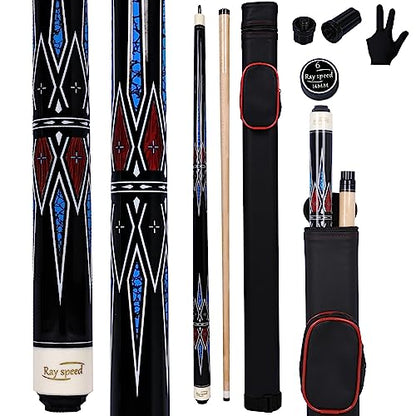 Pool Cue Stick with Hard Case Hardwood Canadian Maple Professional Billiard Pool Stick 58" 2-Pieces 19/20oz Pool Stick Set - color: CGB-200, size: 19 oz