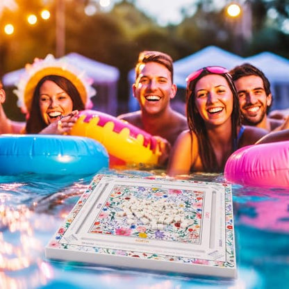 19x19 Inches Mahjong Floating Game Table for Pool Adults Pool Games Tray for Mah Jong Card Games Dominoes Poker Floater Tables for Indoor Outdoor Swimming Pool Hot Tub Lake(Floral) - style: Floral