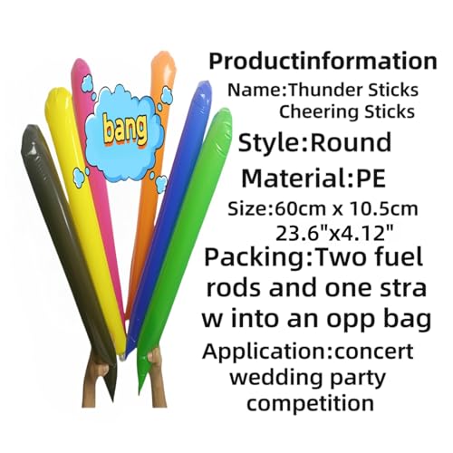 48pcs Round Head Boom Sticks Thunder Sticks Cheering Sticks Team Spirit Plastic Cheerleading Spirit Stick Clapper Inflatable Noise Maker Sports Supply (Pink) - color: Pink