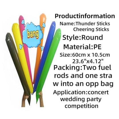 48pcs Round Head Boom Sticks Thunder Sticks Cheering Sticks Team Spirit Plastic Cheerleading Spirit Stick Clapper Inflatable Noise Maker Sports Supply (Black) - color: Black
