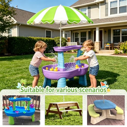 Water Table Umbrella, UV Protection Beach & Picnic Table Umbrella, Heavy Duty Portable Outdoor Shade for Sand Play, Camping, Garden & Backyard. - color: Green-umbrella