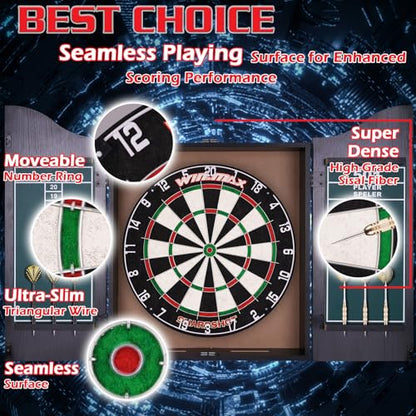 WIN.MAX Dart Board - Bristle Steel Tip Dartboard for Adults Bristle Steel Tip Dart Board Set with 12 Darts Metal - style: Dartboard and Cabinet Set