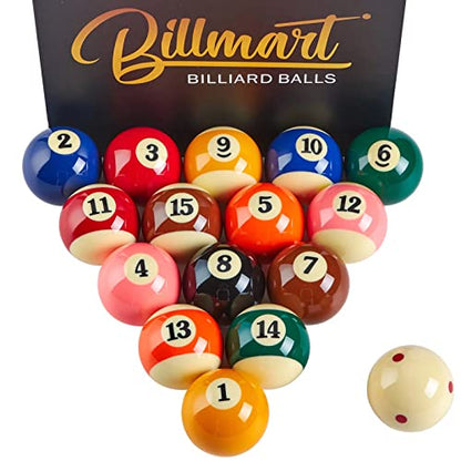 Billmart Premium Billiard Balls Pool Table Accessories 2-1/4" Regulation Size 16 Pool Balls Billiard Set | Premium - color: Tournament TV
