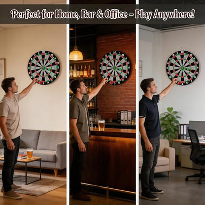 11.42" Double Sided Dartboard Flocking Surface Set with 4 Steel Tip Darts 6g for Family Party/Room/Bar/Garage