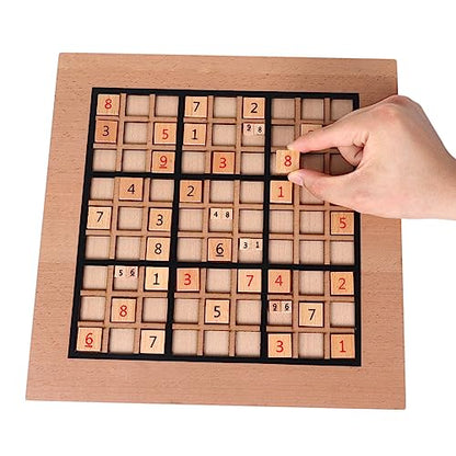 GOTHINK Wooden Sudoku Puzzle Set, Challenge Your Mind with 11.6 Inch Sudoku Board Game, Includes 90 Large Number & Thinking Tiles, 2 Drawers for Storage, for All Ages - style: Sudoku Puzzle Game