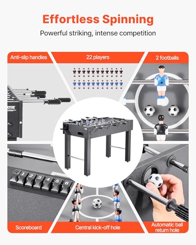 VEVOR Foosball Table, 55 inch / 42 inch Standard Size Foosball Table, Indoor Full Size Football Table for Home, Family, and Game Room, Soccer with Durable Soccer Set - size: 48IN