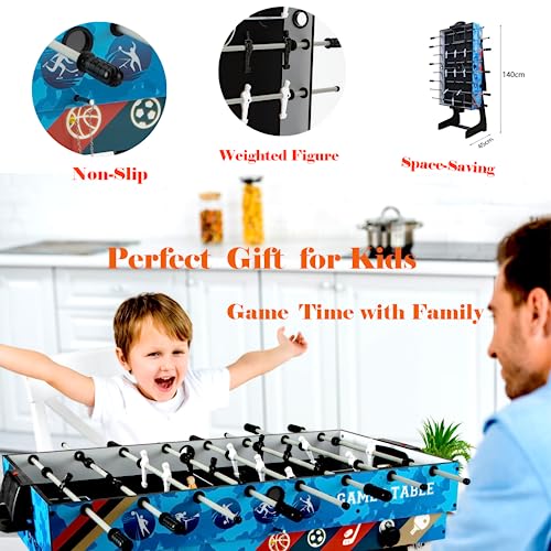 HLC 4FT Multi Function Combo Game Table with Pool Billiard Slide Hockey Foosball Basketball and Table Tennis