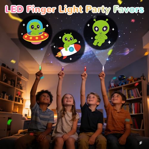36 Pack Alien Party Favors LED Finger Lights, Glow in the Dark Outer Space Alien Party Supplies, Goodie Bag Stuffers Classroom Treasure Box Prizes, Galaxy Planet Party Gifts for Kids - style: Alien