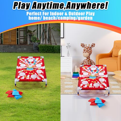 Gemscream Clown Carnival Bean Bag Toss Games with 6 Bean Bags Portable PVC Framed Red and White Corn Hole Game Set for Kids and Adults Carnival Circus Theme Birthday Outdoor Party Game
