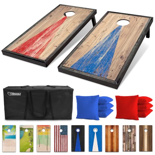 GoSports 4 x 2 ft Regulation Size Wood Cornhole Boards - 10 Vintage Wood Designs (Choose Your Style) - color: Rustic Wood