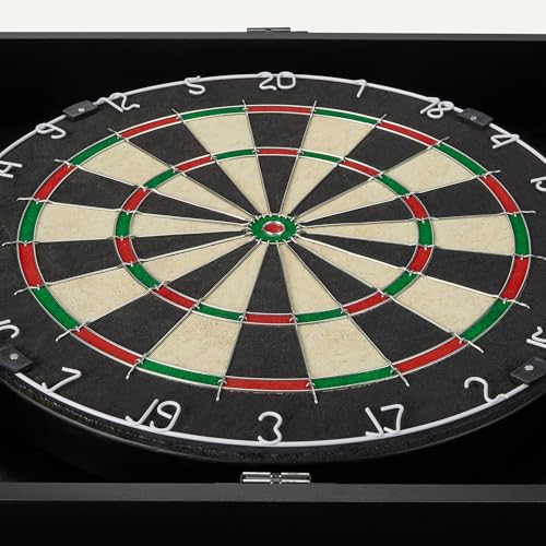 Amazon Basics Dartboard Cabinet Set, Dart Board for Adults, Regulation Size, Black
