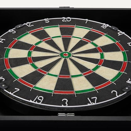 Amazon Basics Dartboard Cabinet Set, Dart Board for Adults, Regulation Size, Black