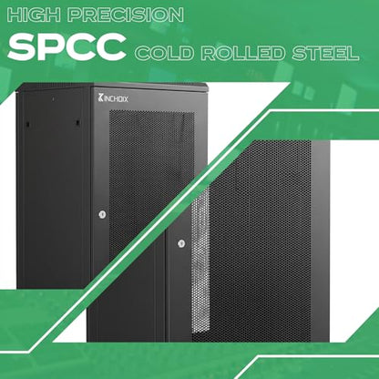 15U Server Cabinet Network Rack Enclosure Cabinet Enclosure for Computer Data Networking Electronic Equipment, Removable Side Panels, Lockable Door, 30in Depth for 19” IT Equipment, A/V Devices - size: 15U