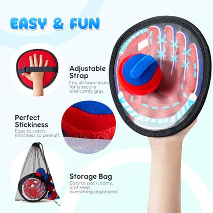 PlayZap Toss and Catch Ball Set Ultra Soft Fabric - Birthday Gift for Toddlers Kids Boys Girls 2-4 5-7 Yrs - Baseball Glove Toy Indoor Outdoor Yard Game & Beach/Pool Toy Set 4 Pack - color: Fabric 4 Pack Blue