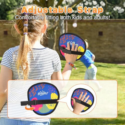 Ball and Catch Game Toss and Catching Ball Set Outdoor Toys for Kids at The Beach, Yard, Lawn Pool or Park Outside Games 4 Paddles 4 Balls Family Games for Kids and Adults Baseball Toys Gifts