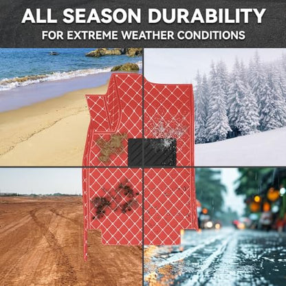 Car Floor Mats Fit for Dodge Dart 2013-2016 All Weather Durability Leather Car Floor Mats, Skidproof Pedal, Waterproof, Wear-reistant(Red Beige) - color: Red Beige