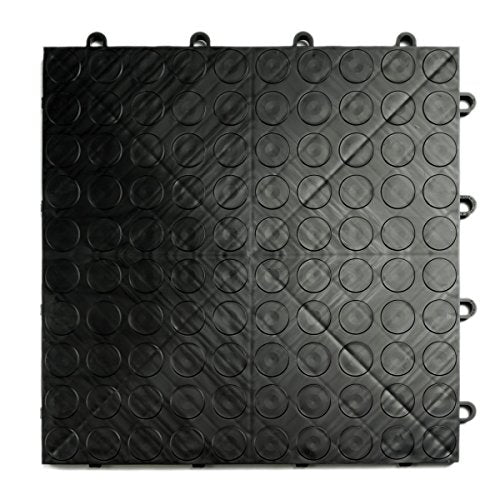GarageDeck Coin Pattern, Durable Interlocking Modular Garage Flooring Tile (12 Pack), Black - color: Black, size: 12 Pack