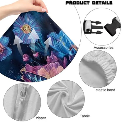 Suobstales Galaxy Turlte Butterfly Flower Pattern Gaming Chair Covers Slipcovers Non Slip Office Desk Chair Cover with Armrest Covers, Stretch Computer Chair Cover Ergonomic Rotating Game Chair Covers - color: Galaxy Turlte Butterfly Flower