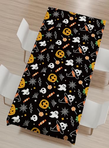 2 Pack Halloween Plastic Table cloths Christmas Plastic Table Covers Disposable Table Cloths for Christmas Party BBQ Picnic TableCovers Oil-Proof TableCloth Ghost Pumpkin Table Covers 54 x 108 in - color: Pumpkin