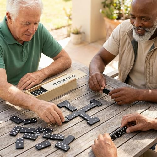 Mini Wooden Dominoes Set for Adults, 2 Pack - Classic Double Six Domino Game in a Wooden Case - Educational Board Games & Activity for Teens, Adults - style: 2 Pack