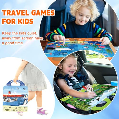 Search and Find Books for Kids 3-5, Reusable Preschool Learning Activities, Perfect Road Trip Car Airplane Games, Educational Toys, Busy Books for 3 4 5 6 Year Old Boys Girl Christmas Birthday Gifts - style: Search and Find Animals