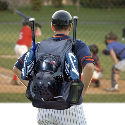| Baseball Bag Softball Bat Bag, Double-layer Baseball Backpack Adult with Gear Klip To Hold Baseball Glove, Baseball Essential Gear, Youth Baseball Bag for Boys, Girls, Baseball Accessories - color: Grey