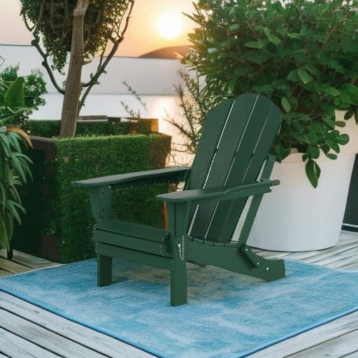 WestinTrends Malibu HDPE Outdoor Patio Folding Poly Adirondack Chair, Dark Green - color: Dark Green, size: 1 Chair