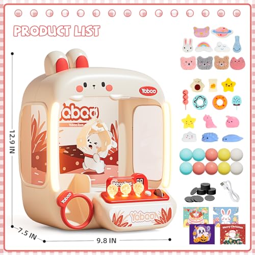 64 PCS Large Claw Machine for Kids Bunny, Vending Machine Toys for Girls 5 6 7 8 Year Old, Candy and Prize Electronic Dispenser Game Ages 5-7 6-8, Birthday Gift for 3 4 5 6 Year Old - style: Bunny