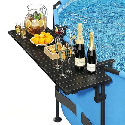 Future Way Poolside Bar, Above Ground Pool Bar, 49.4×9.6" Carbon Steel Poolside Table, Swim Up Bar Fits Top Rails 4.48"or Less, Holds 110LBS, Frame Round & Oval Above Ground Swimming Pools Accessories