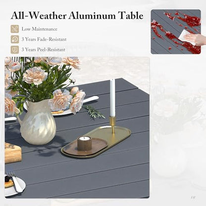 PURPLE LEAF 7 Pieces Patio Dining Set with Waterproof Furniture Cover Rectangular Table and Chairs Set for Garden Deck Aluminum Frame Backyard Kitchen Set, Cushions and Pillows Included Taupe - color: Taupe, size: 7 Pcs, style: with Furniture Cover