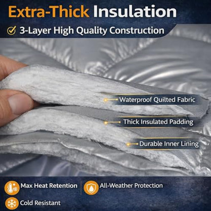 Custom Insulated Equipment Cover, Waterproof & Cold Resistant Protective Cover, Made to Measure Size, Silver Coated Oxford Fabric, Zipper Access for Outdoor & Indoor Use