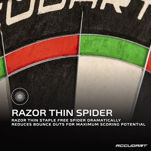 Accudart Edge Bristle Dartboard – Premium Brazilian Sisal, Razor‑Thin Spider, Rotating Metal Number Ring, Increased Playing Area, Super Thin Bullseye – Ideal for Steel‑Tip Darts