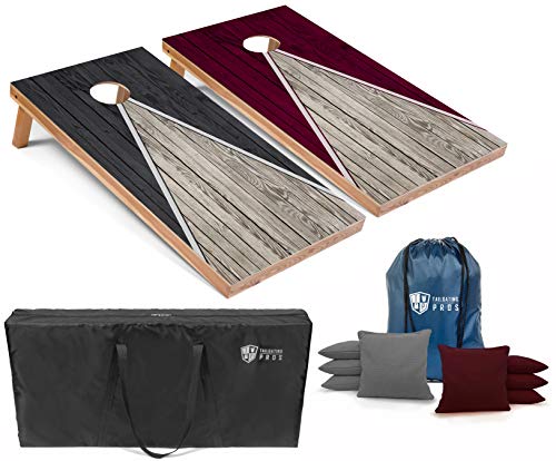 Tailgating Pros Lightweight Pyramid Design Cornhole Board Set w/Bean Bags and Carrying Case - 4'x2' Regulation Cornhole Game - color: Grey/Maroon